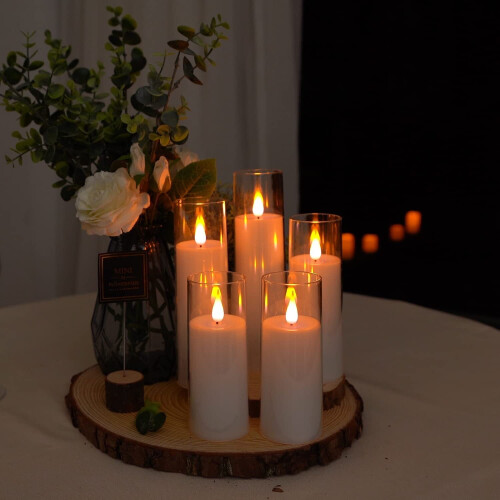LED Pillar Candles Pure White Battery Operated Remote Timer 2