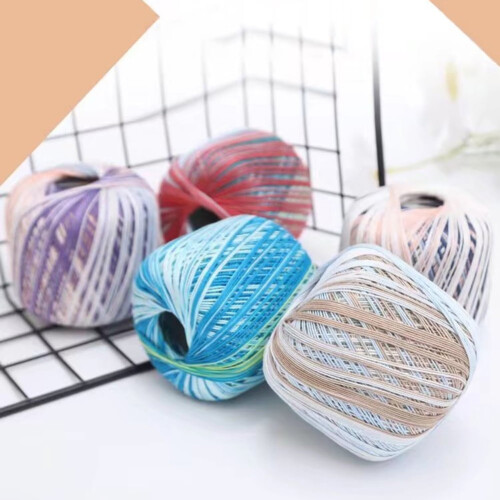 2 Rolls Fine Cotton Yarn Segmental Dyed Silk Thread for Crochet and Knitting Projects Type 7 2