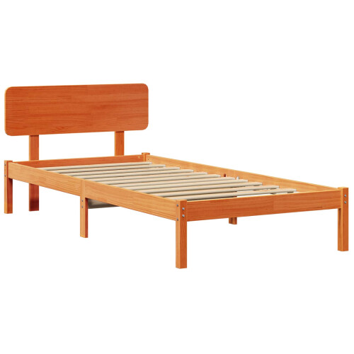 VidaXL vidaXL Bed Frame with Headboard Wax Brown 75 x 190 cm Solid Pine Wood 1