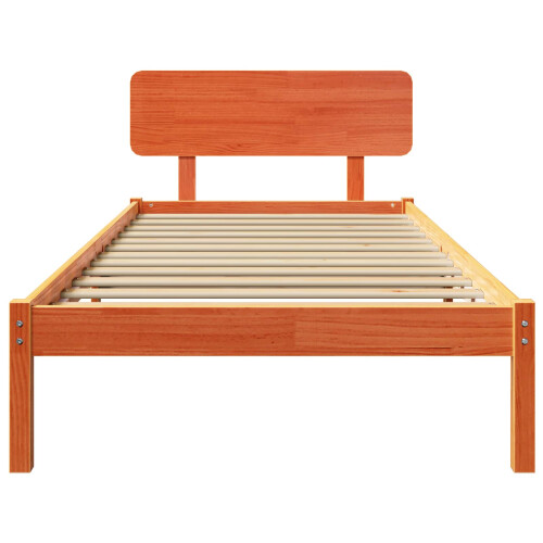 VidaXL vidaXL Bed Frame with Headboard Wax Brown 75 x 190 cm Solid Pine Wood 2