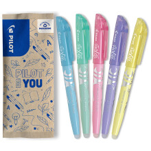 Pilot Frixion Erasable Highlighters Pastels - Blue/Green/Pink/Purple/Yellow (Pac