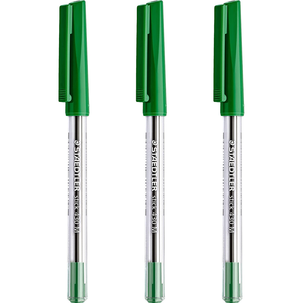Staedtler Medium 0.5Mm 430 Stick Ballpoint Pens Writing Pen Smooth - Green Ink (