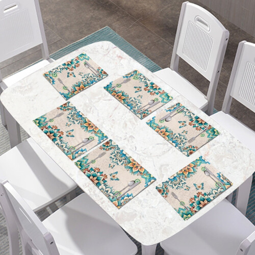 Σουπλά Butterfly Boho Mandala σετ 6 τεμαχίων, αντιολισθητικά, ανθεκτικά στη θερμότητα, 1