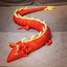(Red) 220cm Long Plush Toy Soft Stuffed Animals Doll Large Dragon Sleeping Pillow For Girls Kids Friends Boys Creative Birthday Gifts