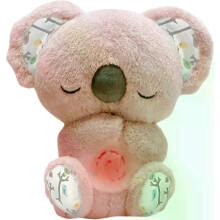 (Pink) Relief Koala Breathing Stuffed Animal Baby Sound Machine Soother Koala Bear Anxiety Relief Koala Breathing with Sensory Music Lights(Grey)
