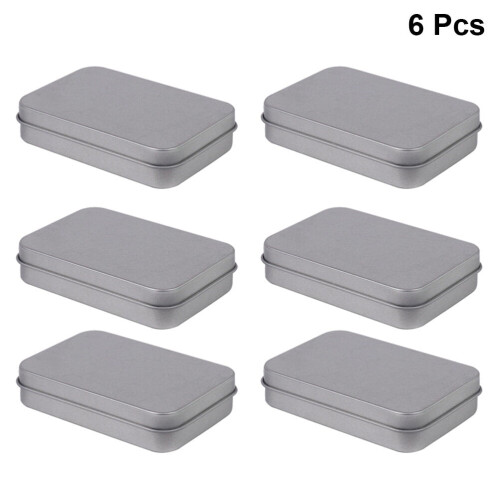 6Pcs Rectangular Tin Box Metal Tinplate Containers For Travel Home Organization 2