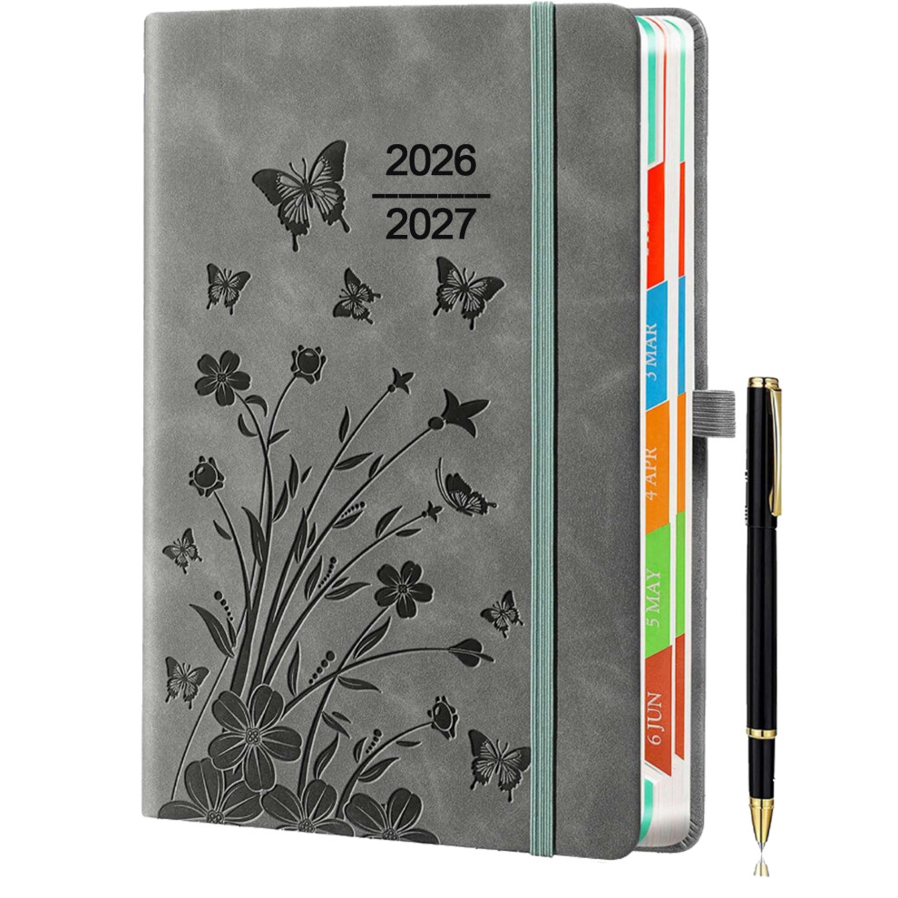 Photos - Other Office Equipment Academic Diary –2027 A5 Day to Page – Grey Hardback Planner with Pen Holder, 2026