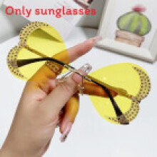 (Yellow)Trendy Heartshaped Sun Glasses With Metal Frame And Colorful Lenses For Summer Events And Parties