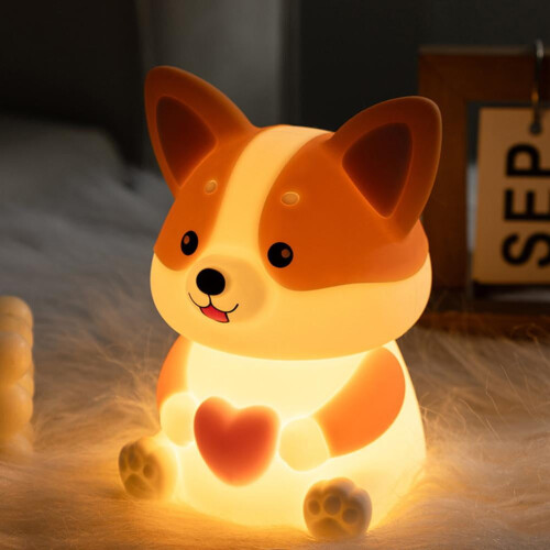 Νυχτερινό φωτάκι σιλικόνης Corgi για κοριτσίστικο υπνοδωμάτιο με τρεις 2