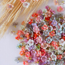 100 Pcs Mini Faux Flower Heads for DIY Crafts, Scrapbooking, Sewing, Crowns, Garlands, Headdresses & Wedding Decor