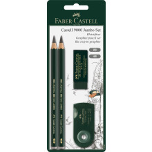 Faber-Castell 4 Piece Quality Castell 9000 Jumbo Graphite Pencils Blister Card S