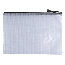 Pack of 12 A4 Black PVC Mesh Zip Bags - Durable Zipper Document Pouches for Offi