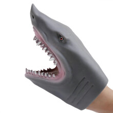 (Gray) Cartoon Hand Puppet Soft Stuffed Animal Toy With Flexible Jaw Educational Shark Gift For Children Birthday Christmas Dark Gray