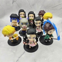 10pcs/set Anime Demon Slayer Kamado Nezuko Kamado Tanjuurou Battle Version Action Figure Collectible Models Toys 10cm