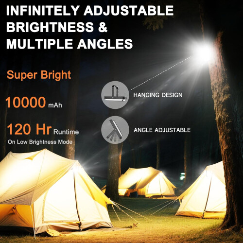 USB Rechargeable Camping Lantern, 12 Modes, LCD Display, Waterproof – Compatible with USB Charging 2