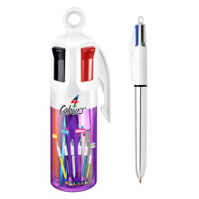 BIC 4 Colours Sun, Grip, Shine, Mini with Pen Holder, Retractable Pens, Ballpoin