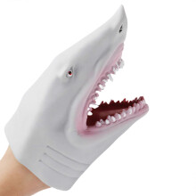 (Dark Gray) Cartoon Hand Puppet Soft Stuffed Animal Toy With Flexible Jaw Educational Shark Gift For Children Birthday Christmas Dark Gray