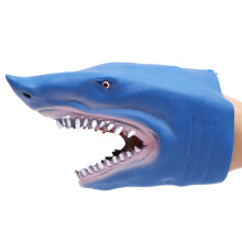 (Blue) Cartoon Hand Puppet Soft Stuffed Animal Toy With Flexible Jaw Educational Shark Gift For Children Birthday Christmas Dark Gray