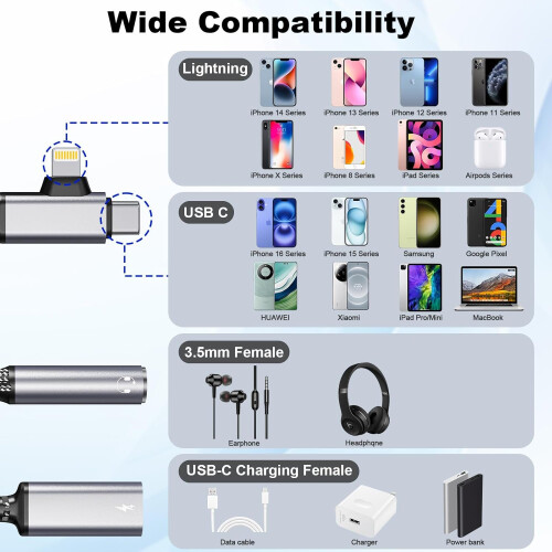 Σταθερό σήμα USB C σε προσαρμογέα ήχου 3,5 mm, ανθεκτικό υλικό με μεταλλικές 2