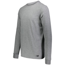 Hoogwaardig stretch wafelstructuur thermoshirt voor heren, ademend comfort met langere lengte, machinewasbaar, lange mouwen en ronde hals.