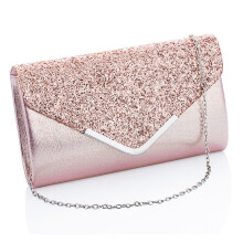 Clutch feminina com corrente removível, estilo envelope, com design brilhante, fecho magnético e detalhes em strass. Versátil para usar em