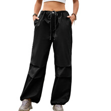 Pantaloni Y2K da donna alla moda, pantaloni a gamba larga, pantaloni cargo larghi stile paracadute con elastico in vita, vita bassa oversize con