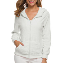 Giacca da donna calda con cappuccio, felpa con zip e polsini elasticizzati, cappotto casual foderato in pile per viaggi e tempo libero, effetto