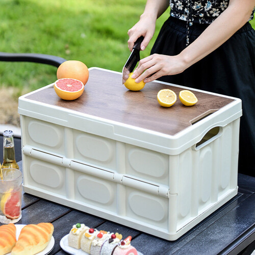 Folding Storage Box, Removable Portable Storage Box Thicken Multifunctional With Wooden Panel For Car 1