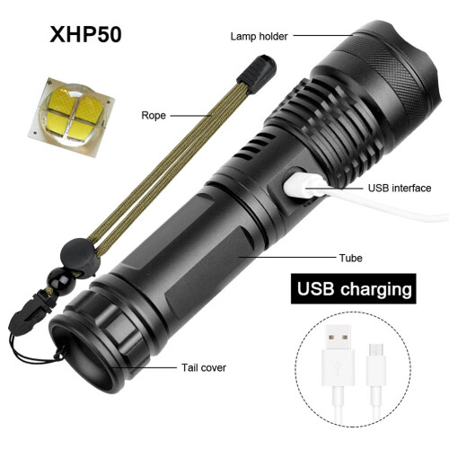 Φακοί υψηλής ισχύος 10000 Lumen, εξαιρετικά φωτεινοί φακοί LED, φακοί έκτακτης ανάγκης 2