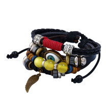 Moderiktigt manschettarmband för män och kvinnor, armband med justerbar storlek, romantiska och söta presenter med flerskiktsvävt läder och