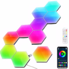 Soilse Cearrbhachais RGB Music Sync le haghaidh Atmaisféar Cóisire, Painéil Balla LED Rialaithe ag Aip le Teaglaim DIY Saor in Aisce, Dearadh