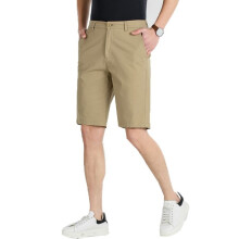 Reiseshorts für Herren, Poly-Baumwoll-Twill-Gewebe mit pfirsichfarbener Oberfläche, normale Passform, leichtes Design, dehnbare Baumwollstruktur