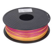 Dvoutónový 3D tiskový filament, nárazuvzdorný PLA s technologií extruze bez ucpávání, zářivě zlatá a purpurově červená barevná směs