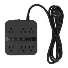 Dlhý predlžovací kábel, opakovane použiteľné upevňovacie káblové zväzky s nabíjacími portami USB a plochým dizajnom zástrčky,