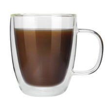 Caneca de café em vidro borossilicato com parede dupla, copo térmico para retenção de temperatura, copo transparente resistente a choques