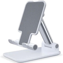 Justerbart mobiltelefonställ för skrivbord, handsfree och flexibel användning, metalltelefonhållare med robust bas och laddningsport, kompatibel