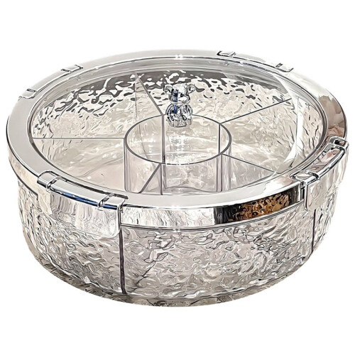 Snack Fruit Divided Plate Box Serving Tray Rack with Lid Candy Platter Compartment Storage Nut Dried Snacks Plastic Dish