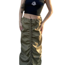 Trendy Pocket Stretchy Comfy Skirt For Women, Casual Baggy Maxi Cargo Skirt Lightweight Drawstring Skirt With Adjustable Fit Bohemian Summer Fashion