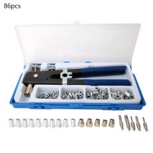 Kit de ferramentas para rebites com design que economiza trabalho, conjunto de rebitadores manuais com insertos roscados e corpo em aço carbono