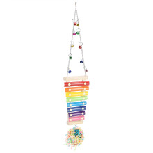 Hangable Xylophone Toy for Birds, Bird Entertainment Toys with Metal Keys Suspensible Wood Xylophone Toy Alleviates Boredom Funny Chicken Toy Bright