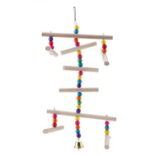 Chewing Toy With Beads For Parrots, Bird Exercise Stand In Natural Wood Featuring Multi-functional Bird Accessories And Easy Hanging Hook Stimulates