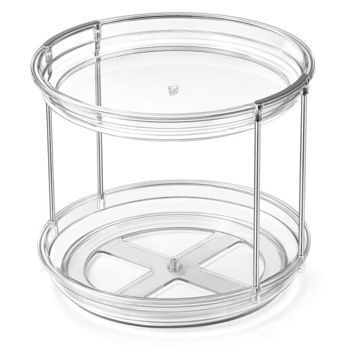 2 Tier Organizer, 9.25Inch Turntable for Cabinet, Stackable Turntable Organizer Rotating Spice Rack Organization