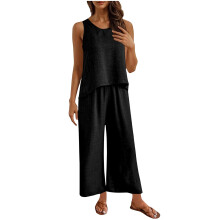 2-delige damesoutfits voor uitgaan, casual losse-Zwarte S