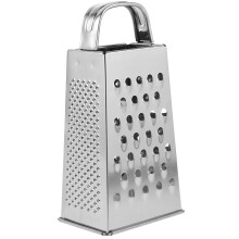 Rallador de acero inoxidable de 4 caras, cuatro superficies de rallado diferentes con mango para un agarre fácil, rallado grueso, rallado fino y