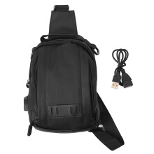 Bandolera para senderismo y viajes, de nailon impermeable, ligera y duradera, con puerto de carga USB, correa ajustable, multifuncional y a la moda.