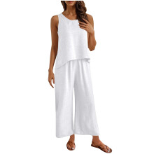 Dames 2-delige uitgaansoutfits Casual losse mouwloze-Wit XXL