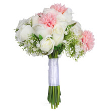 Arranjos românticos e deslumbrantes de flores artificiais, buquês de casamento artificiais puros e elegantes para uma decoração de casa