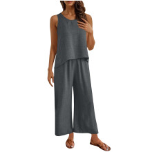 2-delige damesoutfits voor uitgaan, casual losse-Donkergrijs XXL