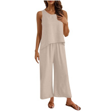 2-delige damesoutfits voor uitgaan, casual losse-Lichtkaki XL