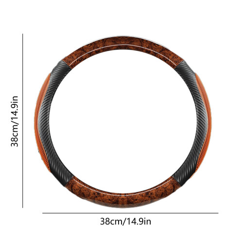 Steering Wheel Cover Wood Grain Breathable 2